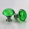 Boxonly 2Pcs Green Crystal Cabinet Door Knobs 40mm Cupboard Dresser Drawer Flat Diamond Pull Handles with M4x22mm Screws