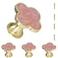 Brosay 4 Pcs Clover Cabinet Knobs FourLeaf Drawer Handles Zinc Alloy Flower Drawer Pulls Gold Vintage Knobs with Screws for Kitchen Wardrobe Bathroom Office Pink