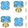 Brosay 4 Pcs Clover Cabinet Knobs FourLeaf Drawer Handles Zinc Alloy Flower Drawer Pulls Gold Vintage Knobs with Screws for Kitchen Wardrobe Bathroom OfficeLight Blue