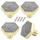 Brosay 4 Pcs Hexagon Cabinet Knobs Zinc Alloy Drawer Pulls with Screws for Kitchen Bathroom Office Marble Closet Door Dresser Drawers KnobsGrey