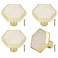 Brosay 4 Pcs Hexagon Cabinet Knobs Zinc Alloy Drawer Pulls with Screws for Kitchen Bathroom Office Marble Closet Door Dresser Drawers KnobsWhite