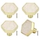 Brosay 4 Pcs Hexagon Cabinet Knobs Zinc Alloy Drawer Pulls with Screws for Kitchen Bathroom Office Marble Closet Door Dresser Drawers KnobsWhite