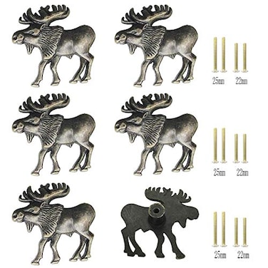JfwuHap Cabinet Knobs 6 Pcs Retro Deer Dresser Knobs Animal Kitchen Cabinet Knobs Dresser Drawers Cupboards Wardrobes Bookcase Handle for Furniture Home Office Kitchen Bathroom