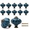 Cionyce 12 Pack Teal Pumpkin Knobs Ceramic Cabinet Knobs Retro Dresser Knob Vintage Drawer Pulls for Vanity Closet