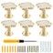 Cionyce 6 Pack Clover Cabinet Knobs Zinc Alloy Single Hole PullsFourLeaf Clover Drawer Handles for DresserWardrobeVanity6pcsWhite