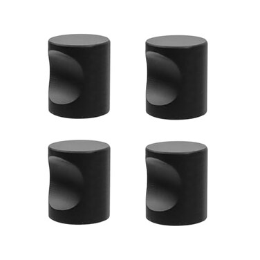 Coshar 4Pack Contemporary Cabinet Knobs Cylinder Shape Flat Black Brass Knobs with Finger Pull 58 Inch Diameter 17x21mm