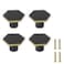 Coshar 4Pack Solid Pure Copper Knobs Drawer Knobs Handle Hexagon Shape Knob Handle BlackandGold