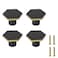 Coshar 4Pack Solid Pure Copper Knobs Drawer Knobs Handle Hexagon Shape Knob Handle BlackandGold