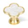 Dechours Clover Cabinet Knobs 6 Pack 33mm Brushed Gold Drawer Knobs with White PearlLook Inlay Decorative Gold Knobs for Cabinets Drawers Dressers
