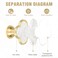 Dechours Clover Cabinet Knobs 6 Pack 33mm Brushed Gold Drawer Knobs with White PearlLook Inlay Decorative Gold Knobs for Cabinets Drawers Dressers