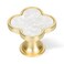 Dechours Clover Cabinet Knobs 6 Pack 33mm Brushed Gold Drawer Knobs with White PearlLook Inlay Decorative Gold Knobs for Cabinets Drawers Dressers