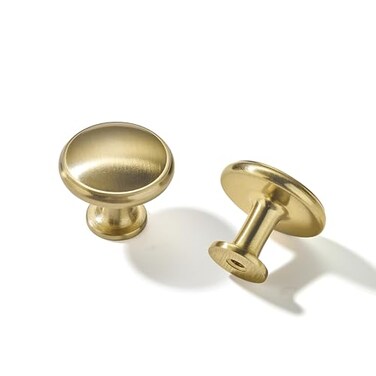 Dosoye 5 Pack Brushed Brass Cabinet Knobs Drawer Knob Kitchen Hardware Single Hole Brushed Gold Cabinet Knobs Kitchen Cabinet Pulls for Closet Wardrobe Dresser Cupboard