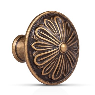 DWYL &amp; DWYL LWYD Antique Brass Cabinet Knobs 4 Pack Solid DieCast Zinc Alloy 14Dia Vintage Brass Round Cabinet Handles for Kitchen Cabinets and Drawers Dresser Knobs Drawer Pulls Vintage