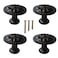 Eledabra 4 Pack of Matte Black Kitchen Cabinet Knobs Pulls Matte Round Farmhouse Dresser Handles Drawer Knobs for Modern Home Furniture Door Victorian Floral Pattern