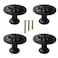 Eledabra 4 Pack of Matte Black Kitchen Cabinet Knobs Pulls Matte Round Farmhouse Dresser Handles Drawer Knobs for Modern Home Furniture Door Victorian Floral Pattern