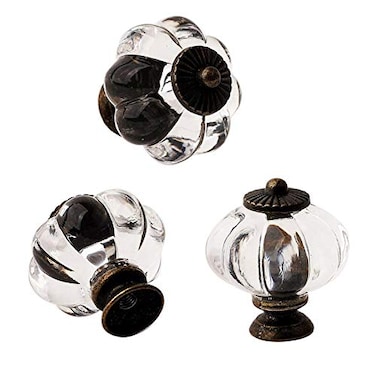 Eokoaiee Set of 12 Retro Acrylic Pumpkin Knobs Handles Pulls for Cabinets Cupboard Dresser Drawers Kitchen Furniture Kids Room