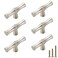 ESreake 6Pcs Bamboo Shape Solid Zinc Alloy Cabinet Knobs Handle pulls Dresser Drawer Cabinet Cupboard Closet Door Pull Decorative Furniture Accessories Knobs Single Hole Silver
