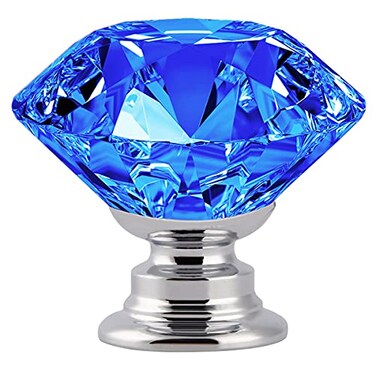 FENSING 12 Pcs 30MM Crystal Clear Cabinet Knobs Blue Diamond Knobs for Dresser DrawersGlass Dresser HandlesBlue