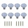 Geesatis 8 Pcs Round Ceramic Drawer Knobs Cabinet Furniture Handle Vintage Flower Pattern Knobs with Mounting ScrewsBlue