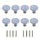 Geesatis 8 Pcs Round Ceramic Drawer Knobs Cabinet Furniture Handle Vintage Flower Pattern Knobs with Mounting ScrewsBlue