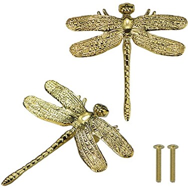 Brosay Gold Dragonfly Drawer Knobs Creative Kitchen Cabinet Knobs Dresser Knobs Furniture Cupboard Drawer Pulls Handles for Wardrobe Door Pulls Bright Gold Dragonfly