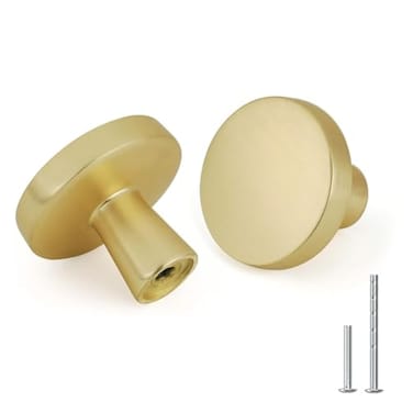 Goldenwarm 20pcs Gold Cabinet Knobs for Dresser Drawers Kitchen Hardware Handles Brushed Brass Modern Round KnobZinc Alloy