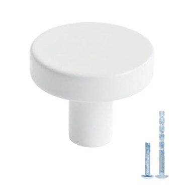 HANIHUA 5 Pack White Kitchen Cabinet Knobs Solid Dresser Knobs Drawer Knobs for Cabinets Single Hole White Knob for Cabinets and Drawers Hardware Round