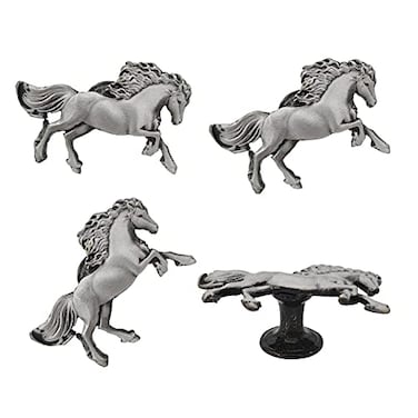 haowei Horse Knob 4 Pcs Zinc Alloy Pulls Handles for Dresser Drawer Kitchen Cabinet Wardrobe Cupboard Ancient Silver Furniture Decorative Handles with Single Hole