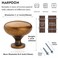 HARPOON 10 Pack Cabinet Knobs Vintage Round Knob Kitchen Bar Cabinet Hardware 12 inch Single Hole Antique Brass