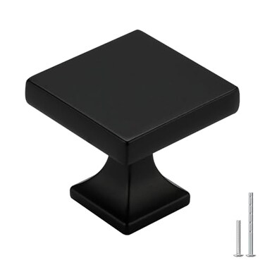 homdiy 25 Pack Black Cabinet Knobs Matte Black Square Dresser Drawer Knobs Zinc Alloy Kitchen Cabinet Hardware