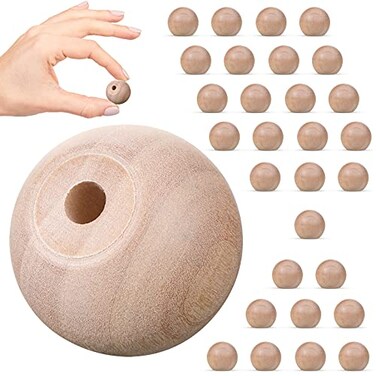 Jetec 30 Pcs 1 inch Unfinished Wood Ball Knobs Round Pulls Handles Round Wooden Drawer Cabinet Knobs for Kitchen Cabinet Drawer Dresser Gnome Noses and Crafts