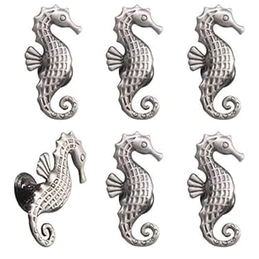 JfwuHap Seahorse Cabinet Knob SCRTB 6 Pcs Ocean Themed Single Hole Pull Handle Home Funiture Decoration for Drawer Dresser Cupboard Wardrobe Cabinet Kitchen ResidentialA