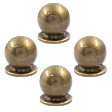 Jiozermi 4 Packs Mini Round Solid Brass Knobs 1 Inch Diameter Brass Pulls Gold Mini Drawer Pulls Mini Knobs for Jewelry Box Bronze