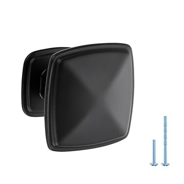 JOY DECOR 10 Pack Black Square Cabinet Knobs Single Hole Kitchen Cabinet and Drawer Knobs