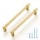 JOY DECOR 2 Pack 614 Inch Brushed Gold Cabinet Handles Modern Dresser Drawer Pulls Kitchen Cabinet Hardware for Cupboard Door Handles