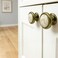 LC LICTOP 141 Inch Antique Brass Ceramic Drawer Knobs 6Pcs Single Hole Vintage Dresser Pulls Off White Cracking Pattern Cabinet Handle for Kitchen Cupboard