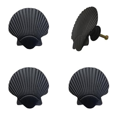LLDYNW 4 pcs Seashell Cabinet Knobs Dresser Knobs Drawer Knobs Ocean Theme Pulls Handles Kitchen Cabinet Knobs for Dresser Drawers Handles Simple Cabinet Hardware Black