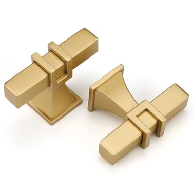 LONTAN 12 Pack Gold Cabinet Knobs Square ZincAlloy Gold Dresser Drawer Konb for Kitchen Bathroom