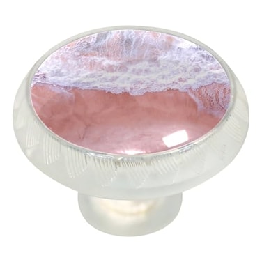 LORVIES 4 Pack Ocean Decorative Cabinet Knobs 137 ABS Glass Round Transparent Drawer Dresser Door Handles Pulls for Home Furniture Kitchen Bedroom Pink Beach Side