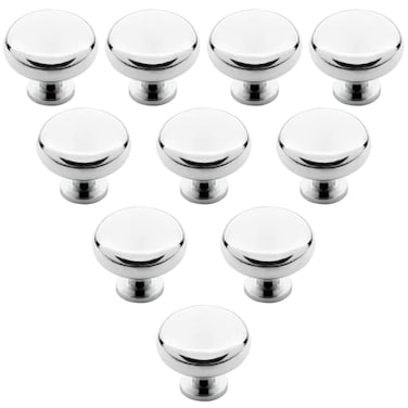 Luomorgo 10 Pack Polished Chrome Cabinet Knobs Round Kitchen Cabinet Door Knobs Drawer Knobs Round Drawer Handles for Bathroom Closet Dresser