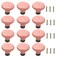 M MIMHOOY 12 Pcs Pink Ceramic Cabinet knobs Decorative Floral Knobs for Dresser Drawers