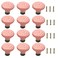 M MIMHOOY 12 Pcs Pink Ceramic Cabinet knobs Decorative Floral Knobs for Dresser Drawers