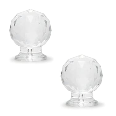 MroMax Tiny Pull Handle Round Diamond Acrylic Knob SelfStick Mini Knobs 17mm Diameter Small Size Knob Clear Shiny Knob Cute Decoration for Jewelry Box Gift Case and Makeup Box 2Pcs