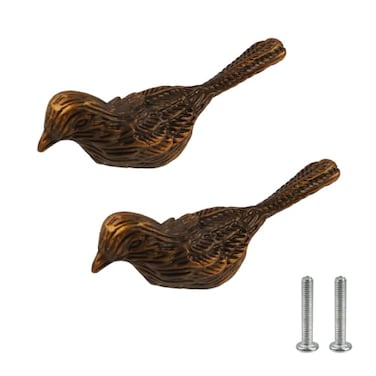 MY MIRONEY 2PCS Bird Shape Knobs Bronze Tone Drawer Knobs Hardware Decorative Bird Knob Zinc Alloy Cupboard Dresser Handles Kitchen Cabinet Knob with Screws