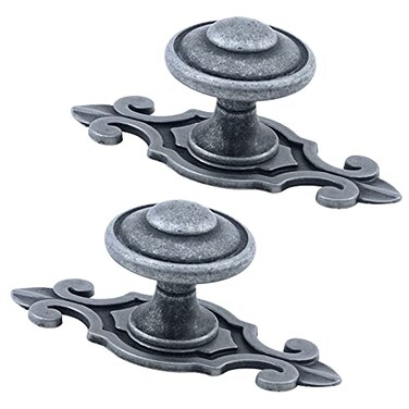 MY MIRONEY 2Pcs Vintage Cabinet Knob with Backplate 118 Diameter Antique Silver Traditional Retro Round Drawer Knobs Zinc Alloy Hardware Cupboard Wardrobe Pull Handles Door Knobs