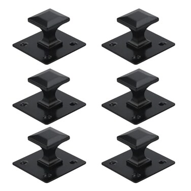 MY MIRONEY 6Pcs Black Cabinet Knobs with Backplates 087 Square Black Knobs Hardware Metal Dresser Drawer Handles with Mounting Screws