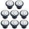 MY MIRONEY 8Pack Black White Ceramics Cabinet Knob 142 Diameter Round Drawer Dresser Handles Black Lines Pattern Decorative Knob Pulls