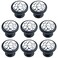 MY MIRONEY 8Pack Black White Ceramics Cabinet Knob 142 Diameter Round Drawer Dresser Handles Black Lines Pattern Decorative Knob Pulls