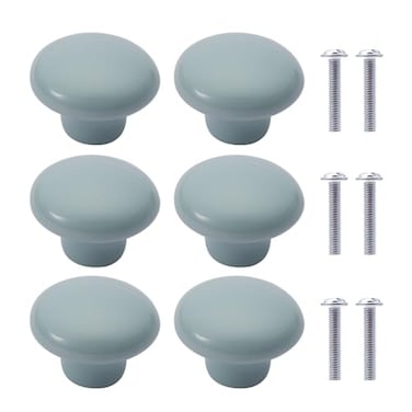 NAKUPENDA 6Pcs Ceramic Cabinet Knobs Round Furniture Knobs Ceramic Kitchen Cabinet Dresser Pulls Handles for Furniture Cupboard Closet Childrens Room Armoires Light Green
