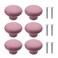 NAKUPENDA 6Pcs Ceramic Cabinet Knobs Round Furniture Knobs Ceramic Kitchen Cabinet Dresser Pulls Handles for Furniture Cupboard Closet Childrens Room Armoires Pink